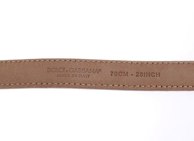 Brown Leather Gold Buckle Waist Logo Belt