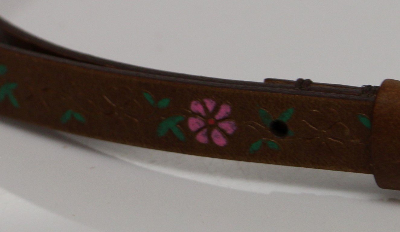 Brown Leather Floral Logo Belt