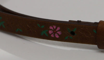 Brown Leather Floral Logo Belt