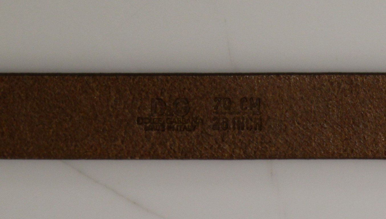 Brown Leather Floral Logo Belt