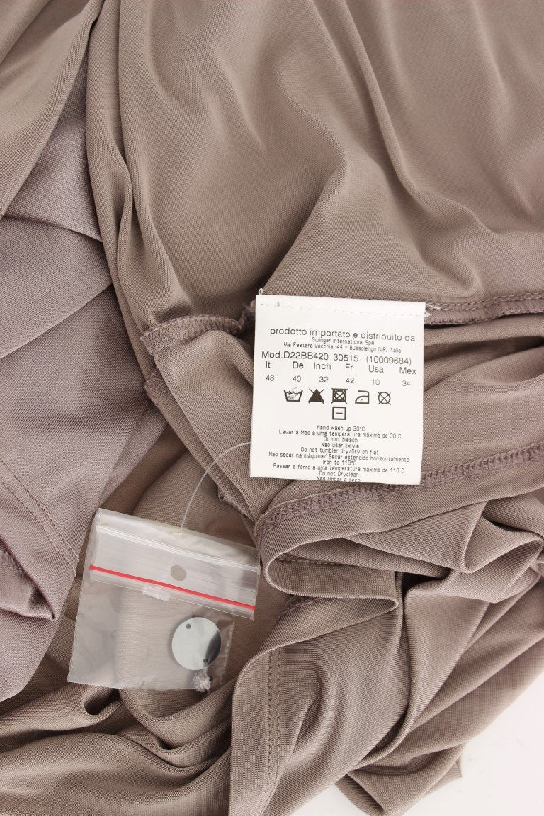 Beige Viscose A-Line Shift Crystal Dress