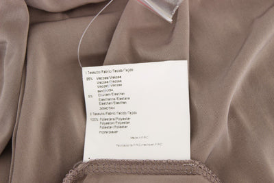 Beige Viscose A-Line Shift Crystal Dress