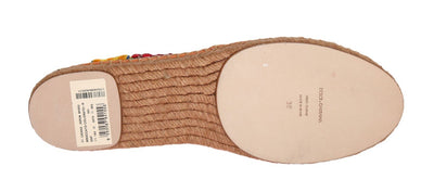 Peach Brocade Crystal Espadrilles Shoes
