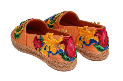 Peach Brocade Crystal Espadrilles Shoes