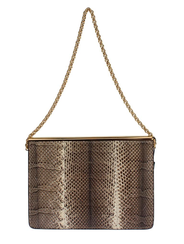 Beige Snakeskin Ayers Clutch Bag