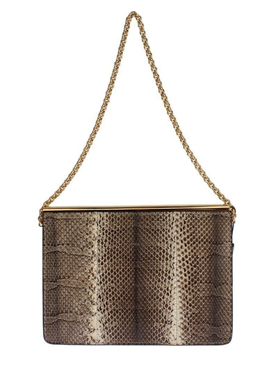 Beige Snakeskin Ayers Clutch Bag