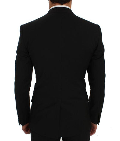 Black Wool Stretch Slim Blazer Jacket