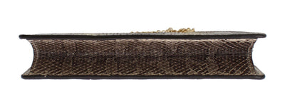 Beige Snakeskin Ayers Clutch Bag