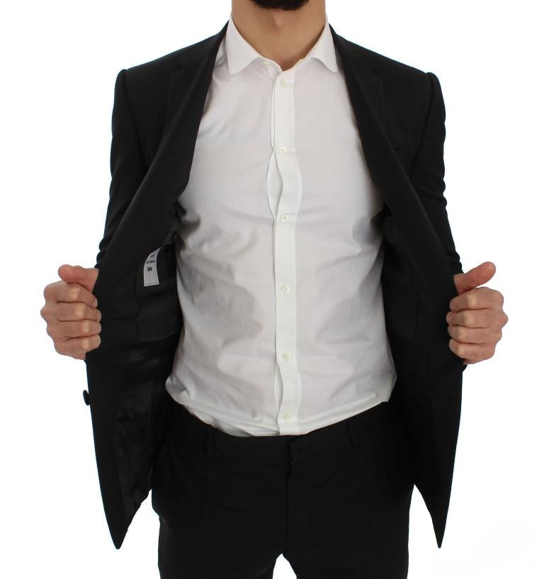 Black Wool Stretch Slim Blazer Jacket