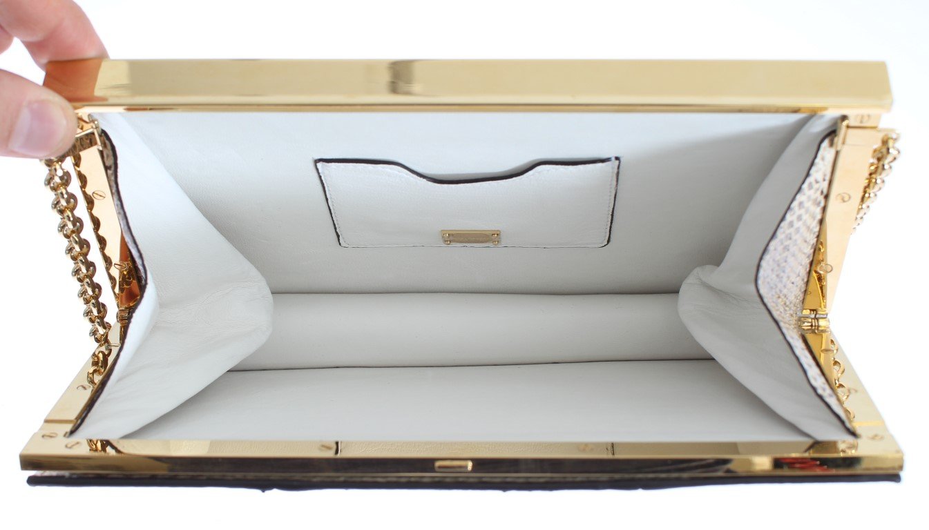 Beige Snakeskin Ayers Clutch Bag