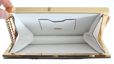 Beige Snakeskin Ayers Clutch Bag