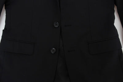 Black Wool Stretch Slim Blazer Jacket