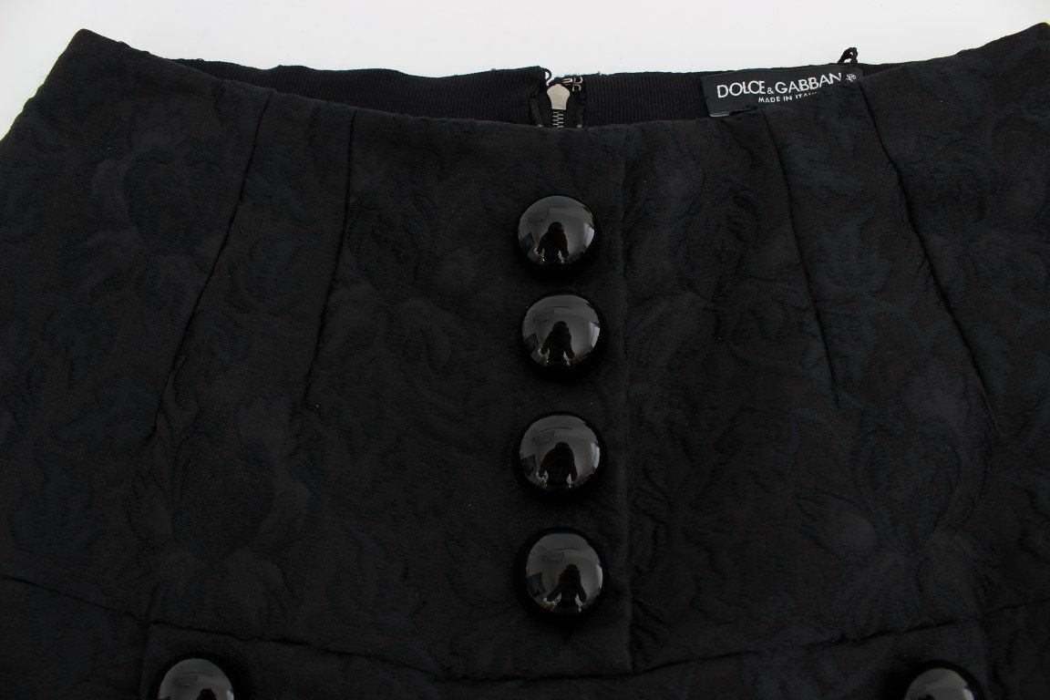 Black Jacquard Floral Shorts