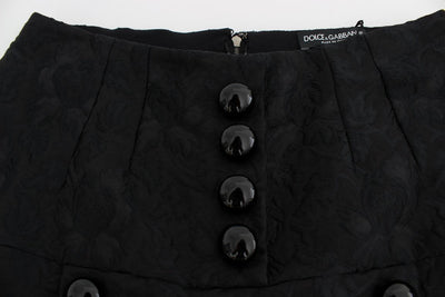 Black Jacquard Floral Shorts