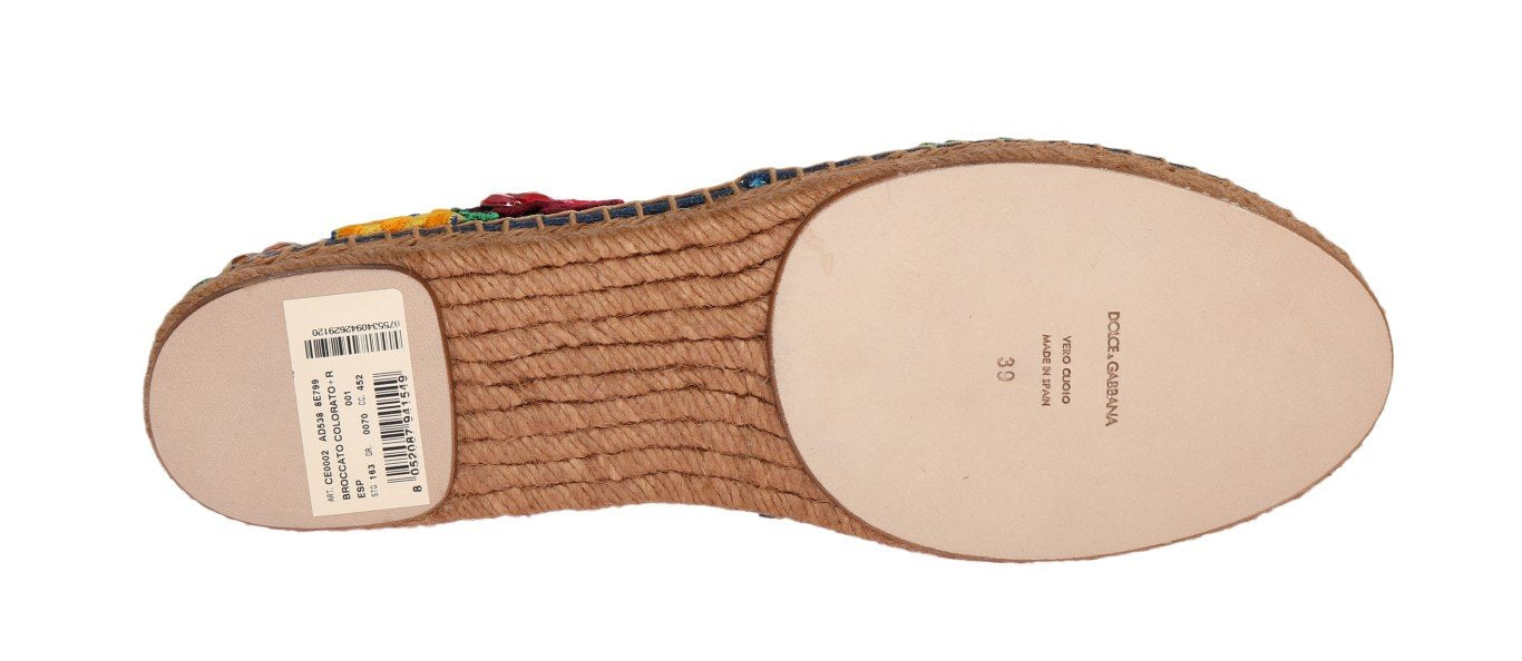 Blue Brocade Crystal Espadrilles Shoes