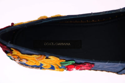Blue Brocade Crystal Espadrilles Shoes
