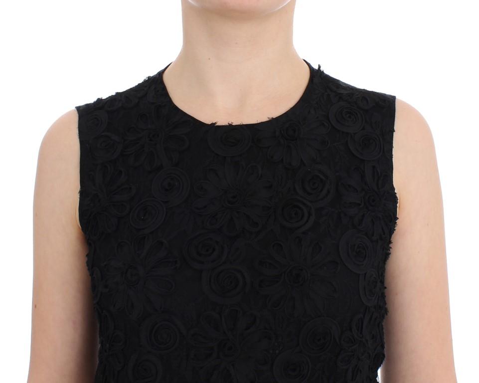 Black lace floral tank top