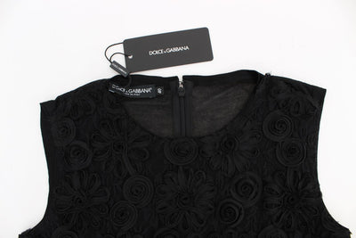 Black lace floral tank top