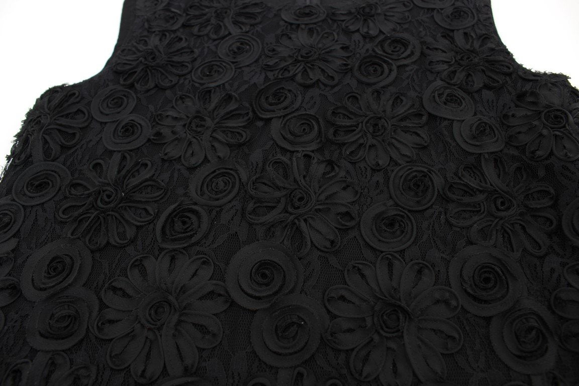 Black lace floral tank top