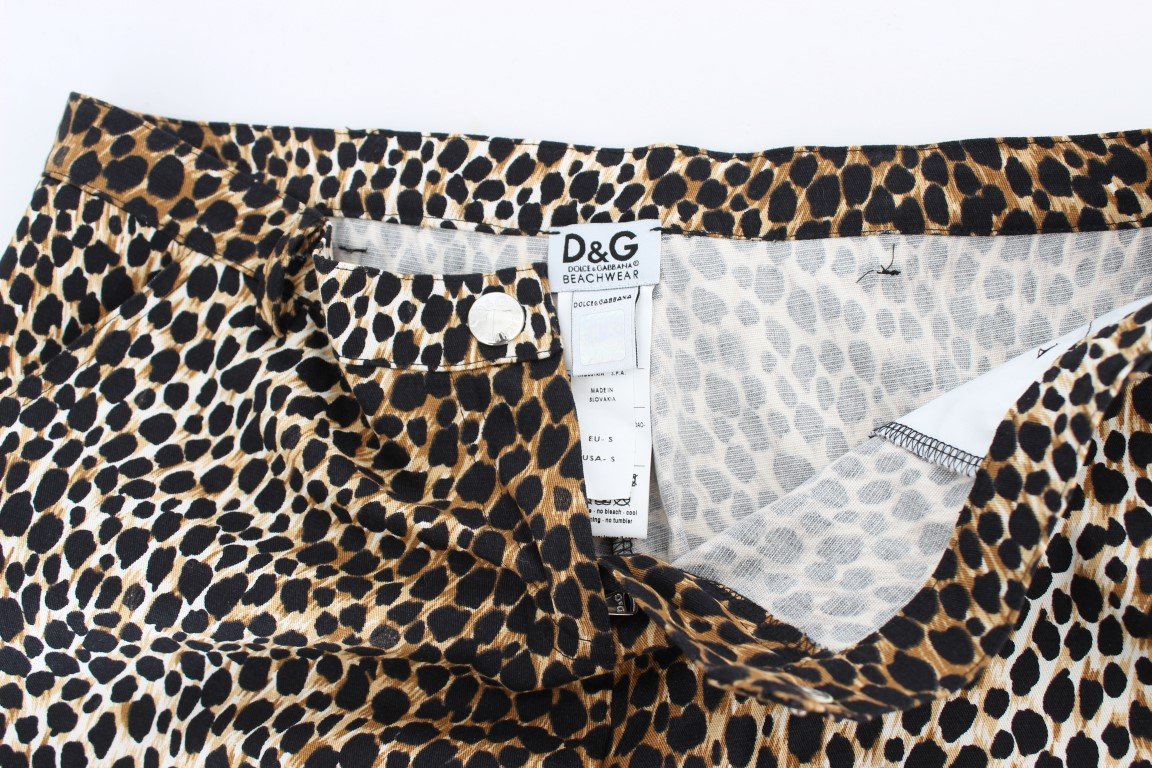 Leopard Print Cotton Stretch Beachwear Shorts