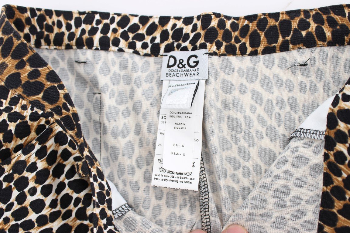Leopard Print Cotton Stretch Beachwear Shorts