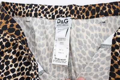 Leopard Print Cotton Stretch Beachwear Shorts