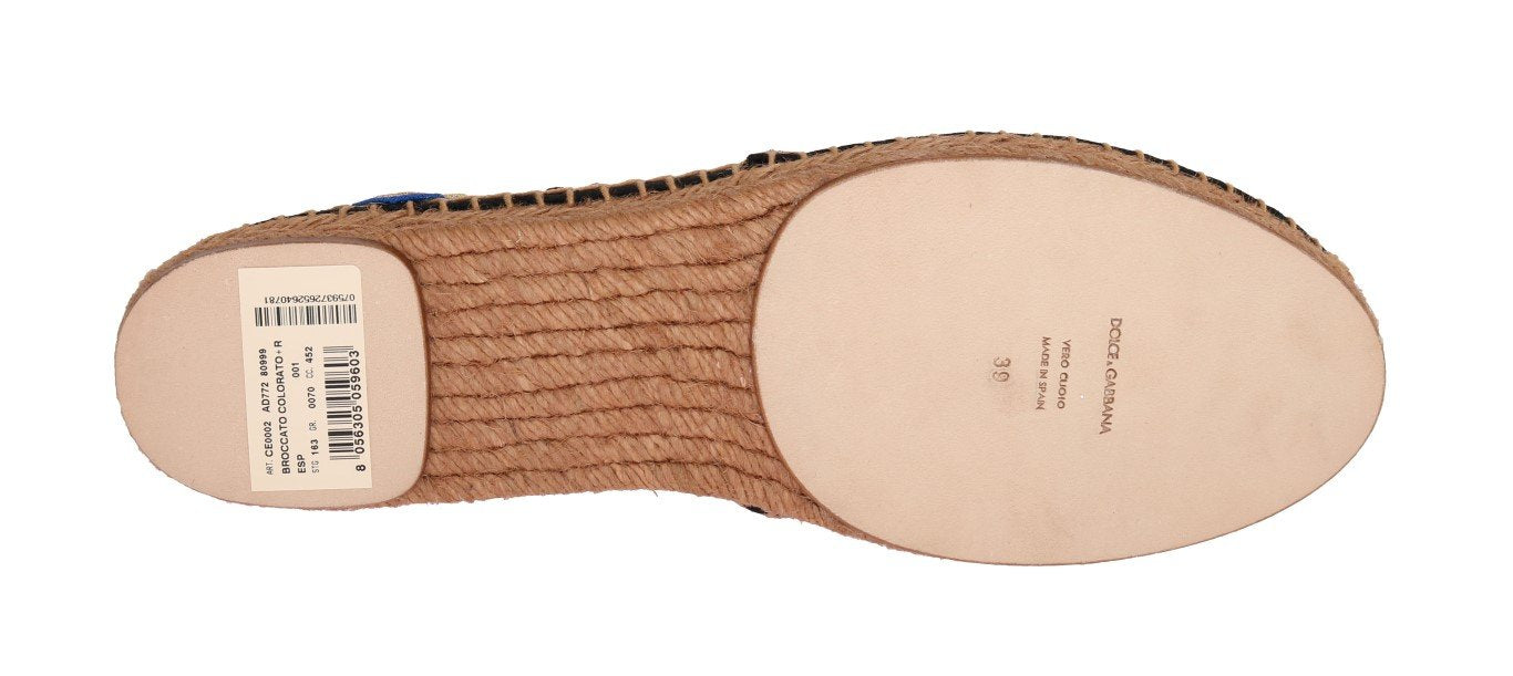 Black Brocade Crystal Espadrilles Shoes