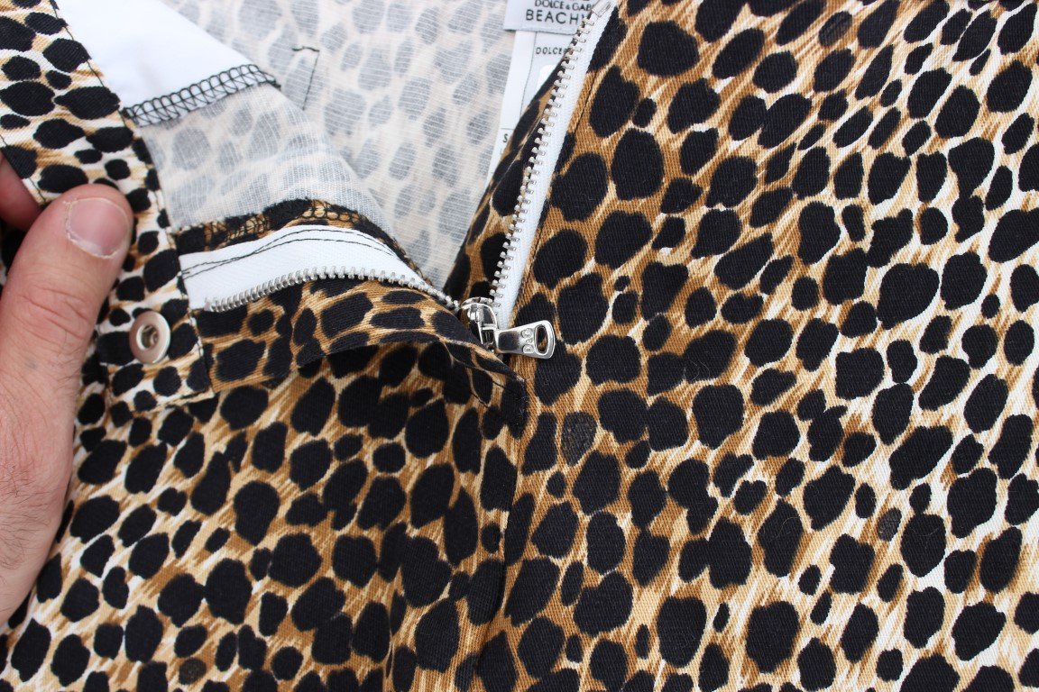 Leopard Print Cotton Stretch Beachwear Shorts