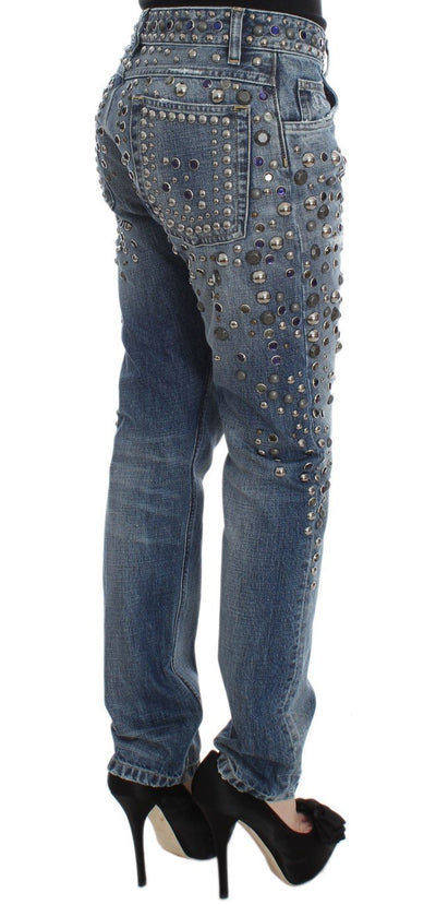 Blue Wash Stretch Crystal Studded Jeans