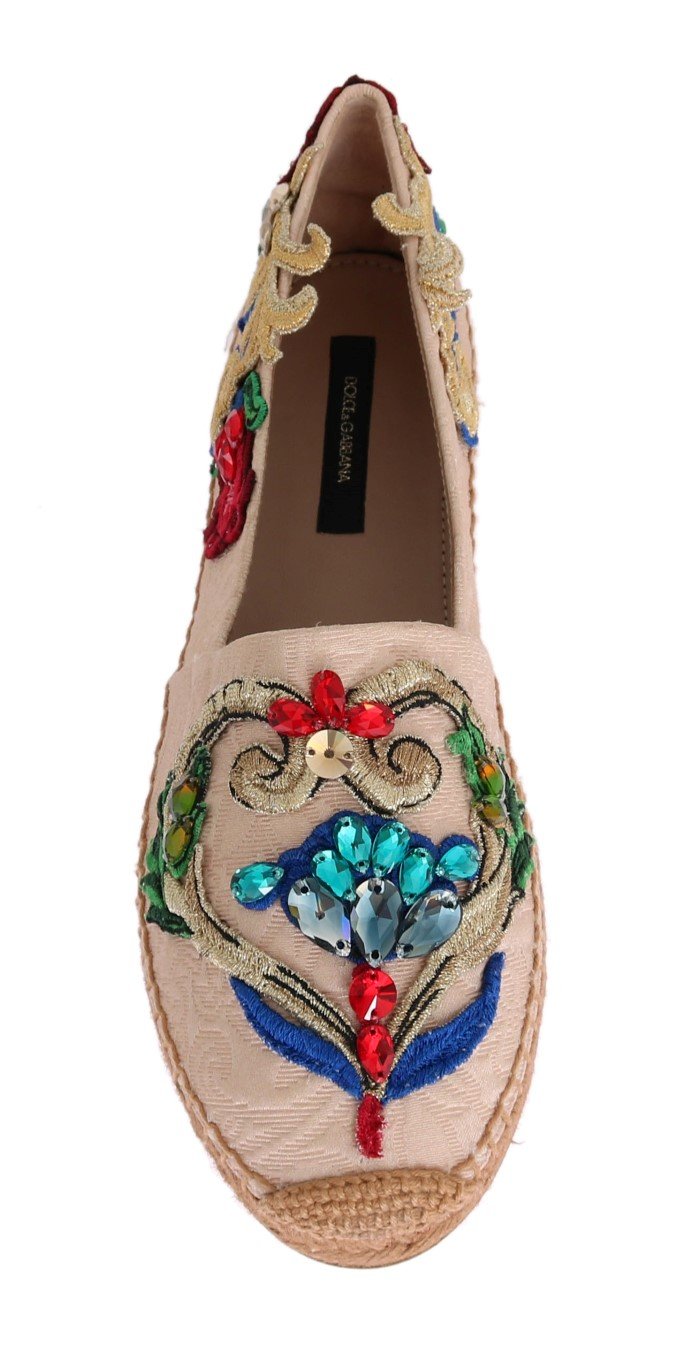 Pink Brocade Crystal Espadrilles Shoes