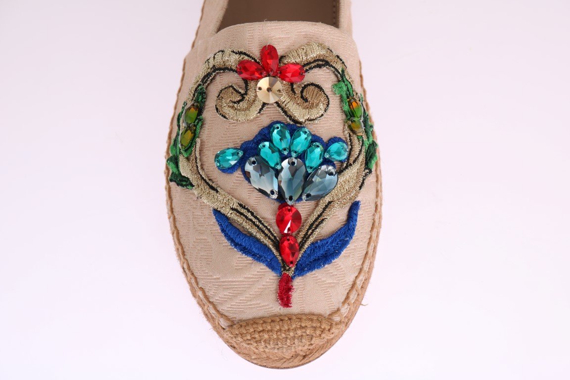 Pink Brocade Crystal Espadrilles Shoes