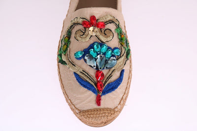 Pink Brocade Crystal Espadrilles Shoes