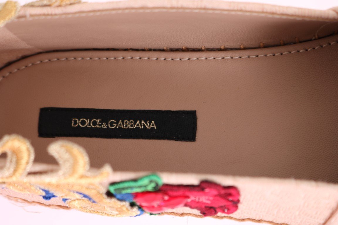 Pink Brocade Crystal Espadrilles Shoes
