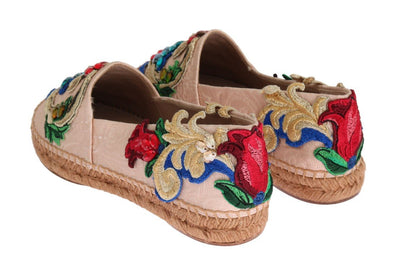Pink Brocade Crystal Espadrilles Shoes