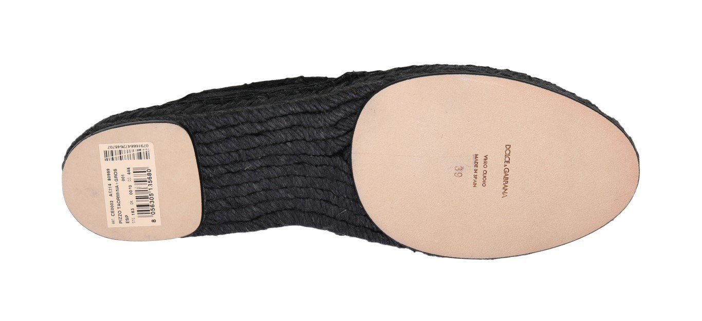 Black Lace Crystal Espadrilles Shoes