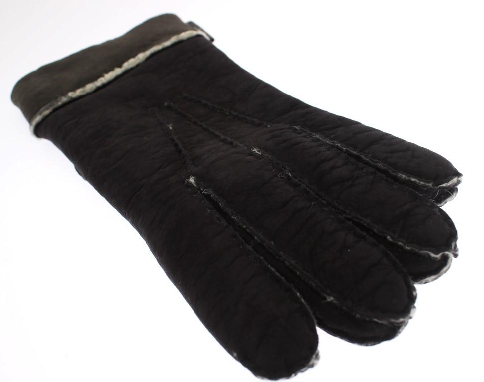 Brown Leather Shearling Gloves