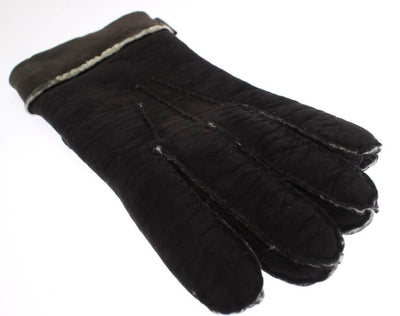 Brown Leather Shearling Gloves