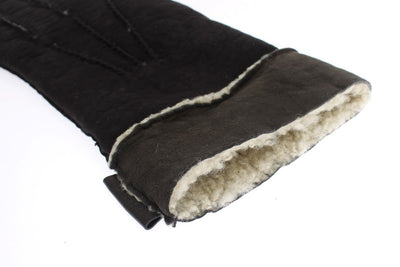 Brown Leather Shearling Gloves