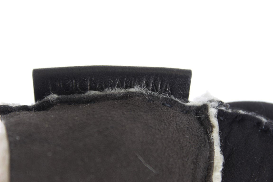 Brown Leather Shearling Gloves