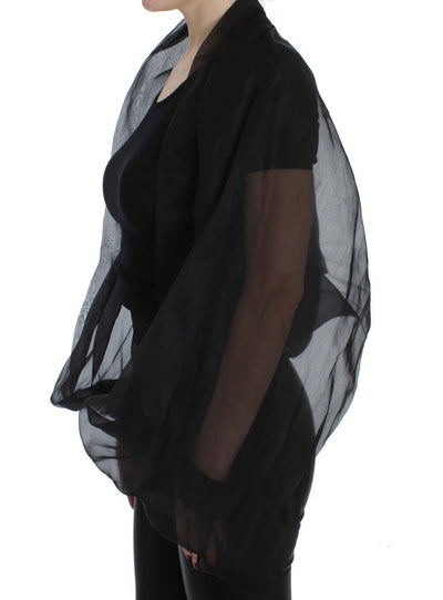 Black Silk Kimono Sleeve Top