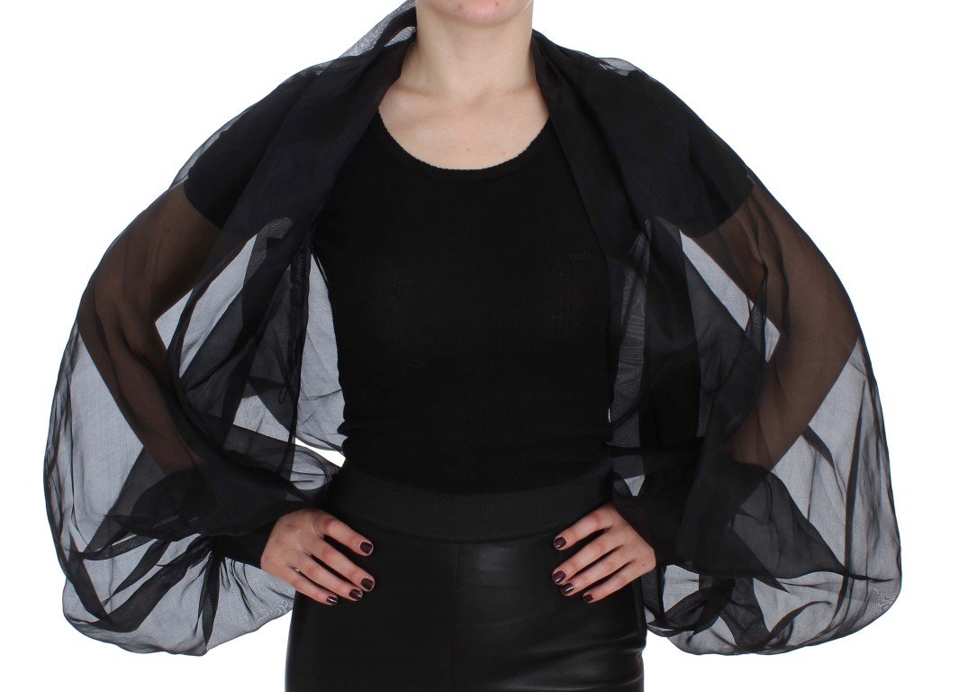 Black Silk Kimono Sleeve Top