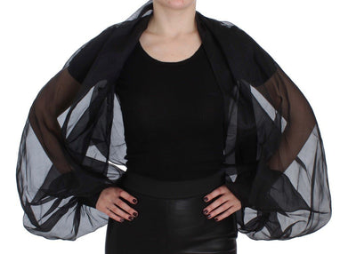 Black Silk Kimono Sleeve Top