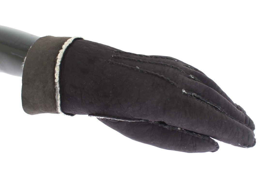 Brown Leather Shearling Gloves
