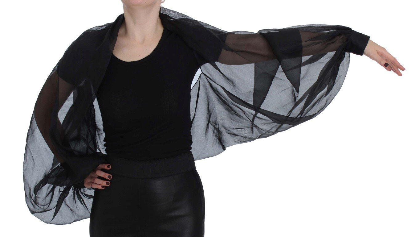 Black Silk Kimono Sleeve Top