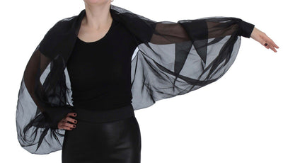 Black Silk Kimono Sleeve Top