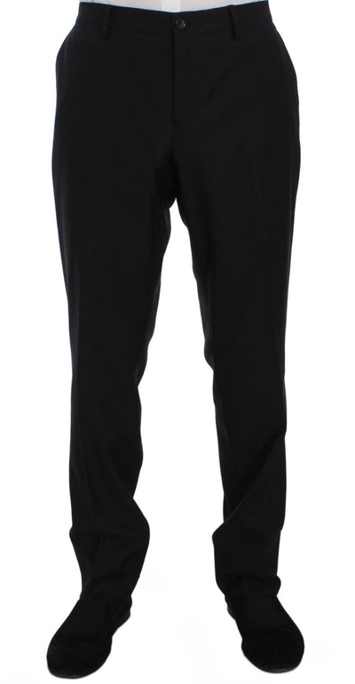 Blue Wool Silk Dress Formal Pants