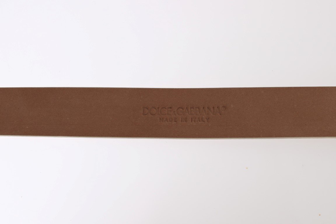 Beige Snakeskin Gold Buckle Logo Waist Belt