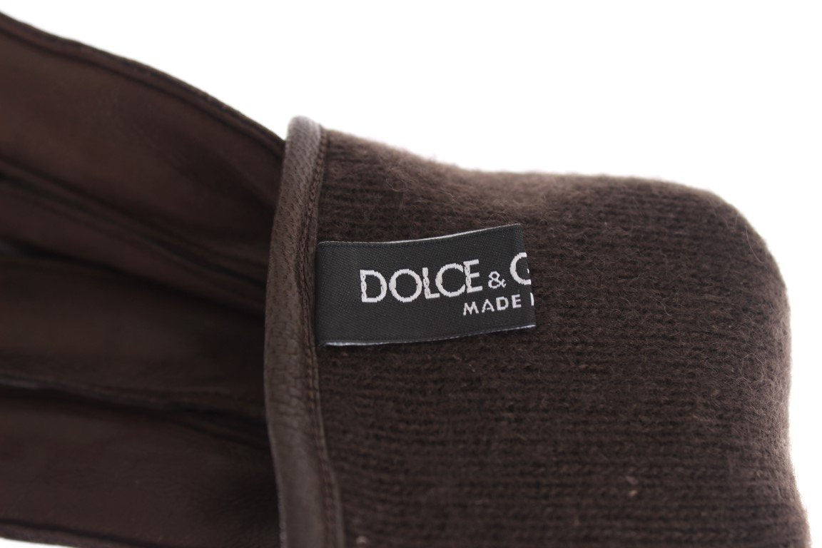 Brown Leather Cashmere Gloves