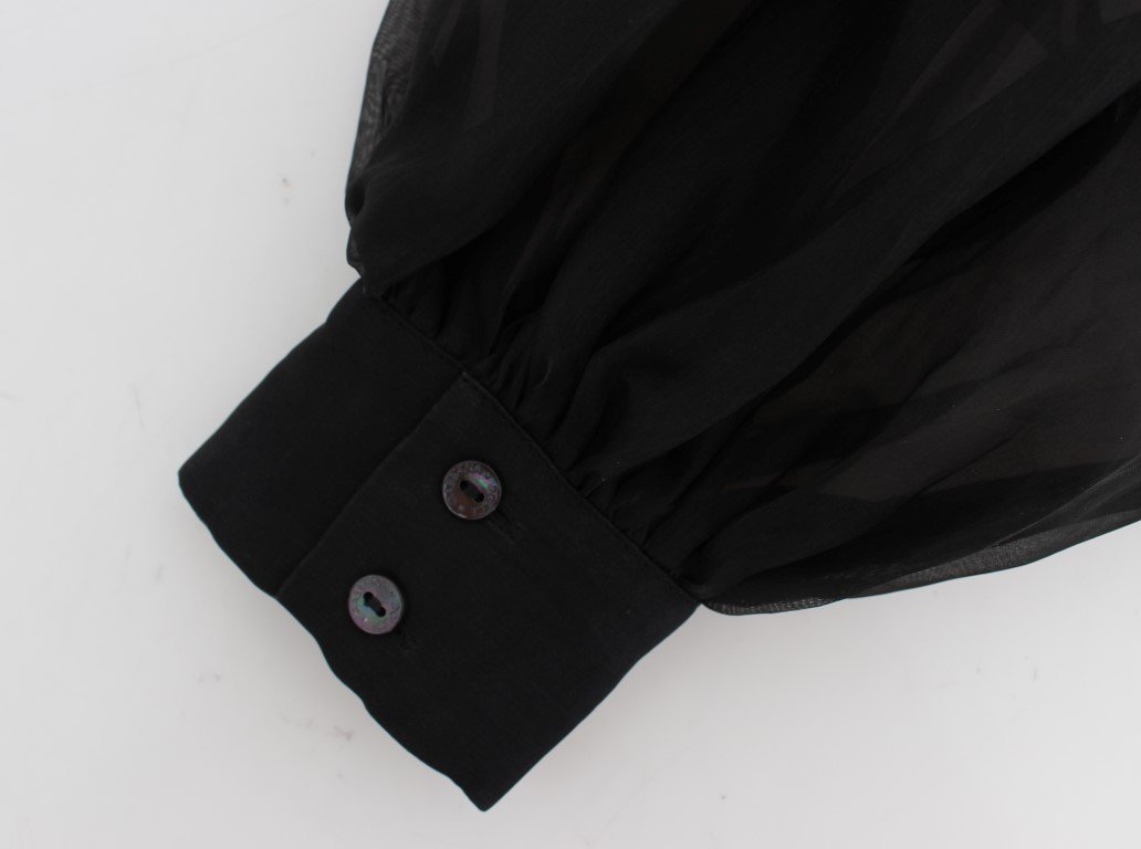Black Silk Kimono Sleeve Top