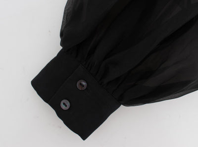 Black Silk Kimono Sleeve Top
